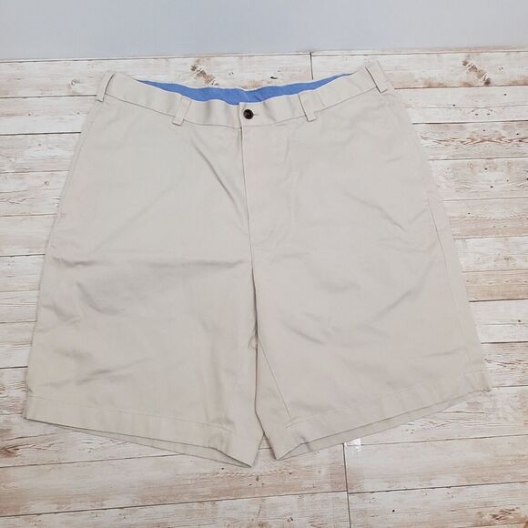 Brooks Brothers Shorts Sz 35 Tan 346 Advantage Chino Khaki Flat Front‎ Zip GREAT - Picture 1 of 5